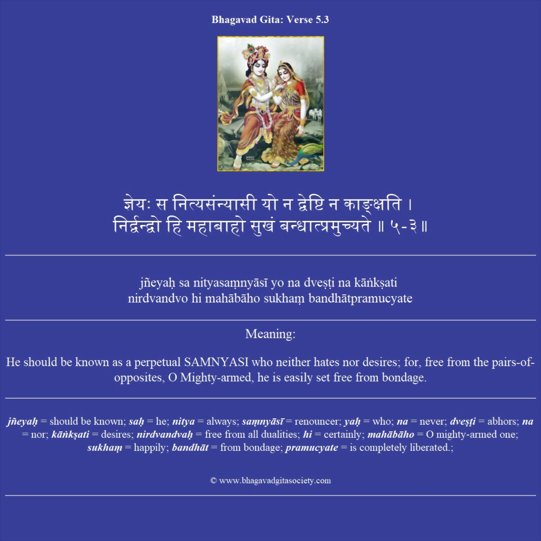 Bhagavad Gita Chapter 5 Verse 3